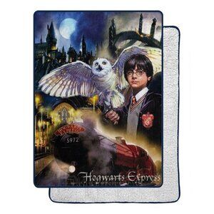 Young Harry Potter 60x80 New Hedwig Plush Throw Sherpa Blanket Hogwarts Train